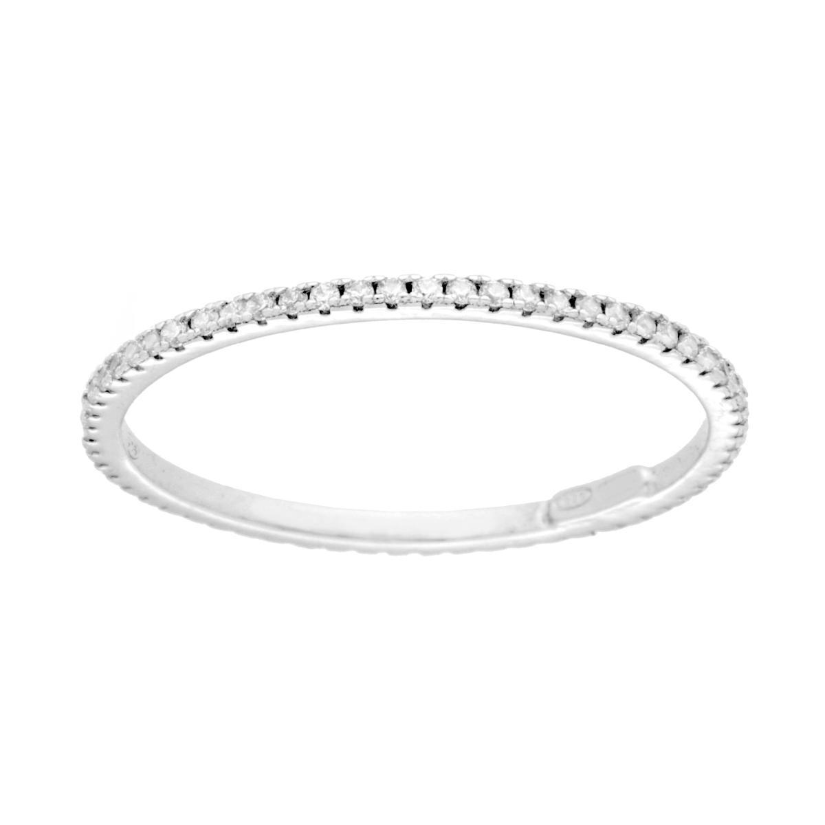 Anello Eternity Fedina con Cubic Zirconia Bianchi mm 1 in ARGENTO 925 Galvanica Rodio<BR>