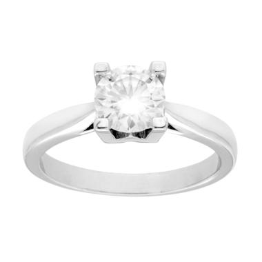 Anello Solitario con MOISSANITE mm 6.5 in ARGENTO 925 Galvanica Rodio<BR>