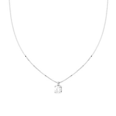 Collana Catena Veneziana Diamantata con Punto Luce MOISSANITE mm 6.5 in ARGENTO 925 Galvanica Rodio<BR>