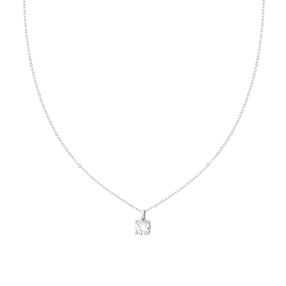 Collana Catena Forzatina Diamantata con Punto Luce MOISSANITE mm 6.5 in ARGENTO 925 Galvanica Rodio<BR>
