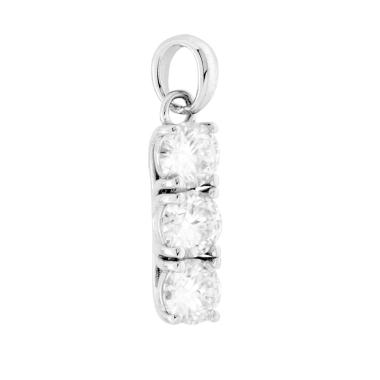 Ciondolo Trilogy MOISSANITE Bianco mm 5 in ARGENTO 925 Galvanica Rodio<BR>