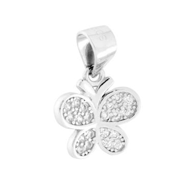 Ciondolo Farfalla con Cubic Zirconia Bianchi in ARGENTO 925 Galvanica Rodio