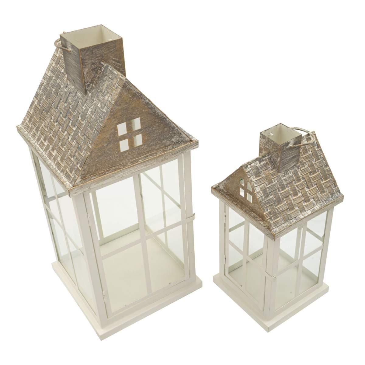 Lanterne home coppia cm 24,5x24,5x55-17x17x37,5<br> (vetro temperato)