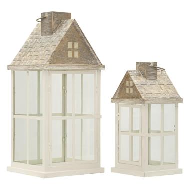 Lanterne home coppia cm 24,5x24,5x55-17x17x37,5 (vetro temperato)