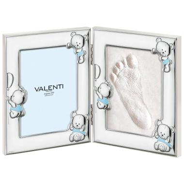 Portafoto pieghevole 9x13 cm cm 3 orsetti impronte celeste Valenti