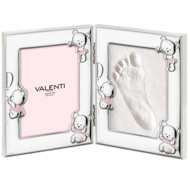Portafoto pieghevole bimbo 9x13 cm 3 orsetti impronte rosa Valenti