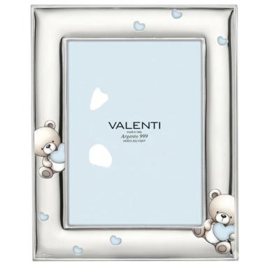 Cornice portafoto bimbo 13x18 cm Orsetti e cuori celeste Valenti