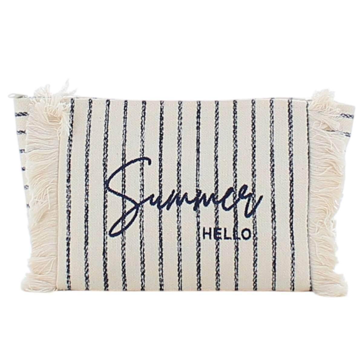 Beauty donna a righe con frange e scritta ricamata ''Summer hello'' Marina Galanti