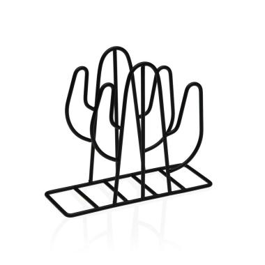 Portatovaglioli in metallo cactus nero
