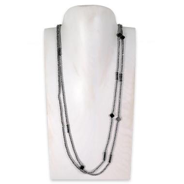 Collana montata in ematite silver con elementi in ematite fantasia quadrifoglio
