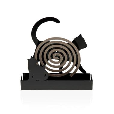 Porta spirale antizanzara supporto in metallo gatto nero