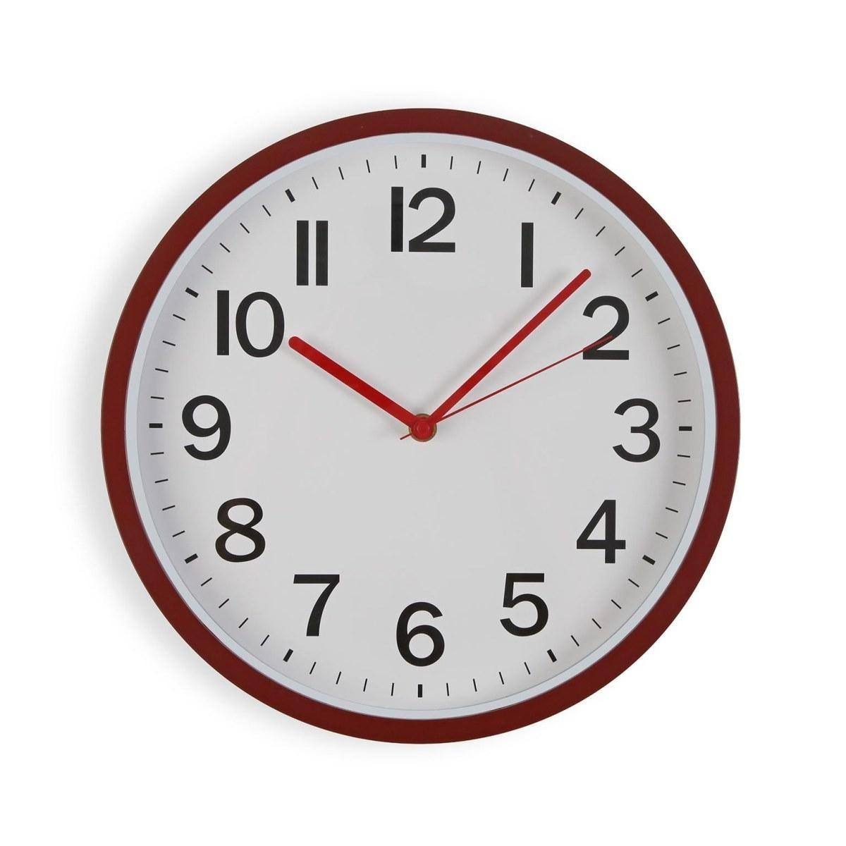 Orologio da parete in plastica rosso movimento silenzioso 30 cm