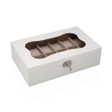 Scatola portaorologi in mdf bianco 12 posti con finestra