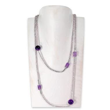 Collana montata in cristallo e ametista