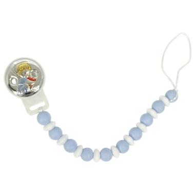 Spilla portaciuccio azzurro in silicone angelo cuore Valenti