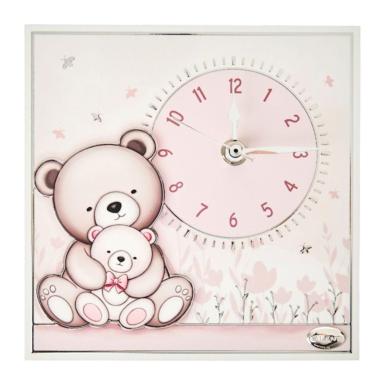 Orologio da tavolo orsetti rosa 17x17 cm Valenti