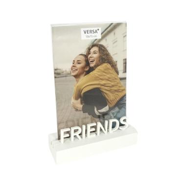 Cornice portafoto a giorno con base in legno Friends 10x15 cm
