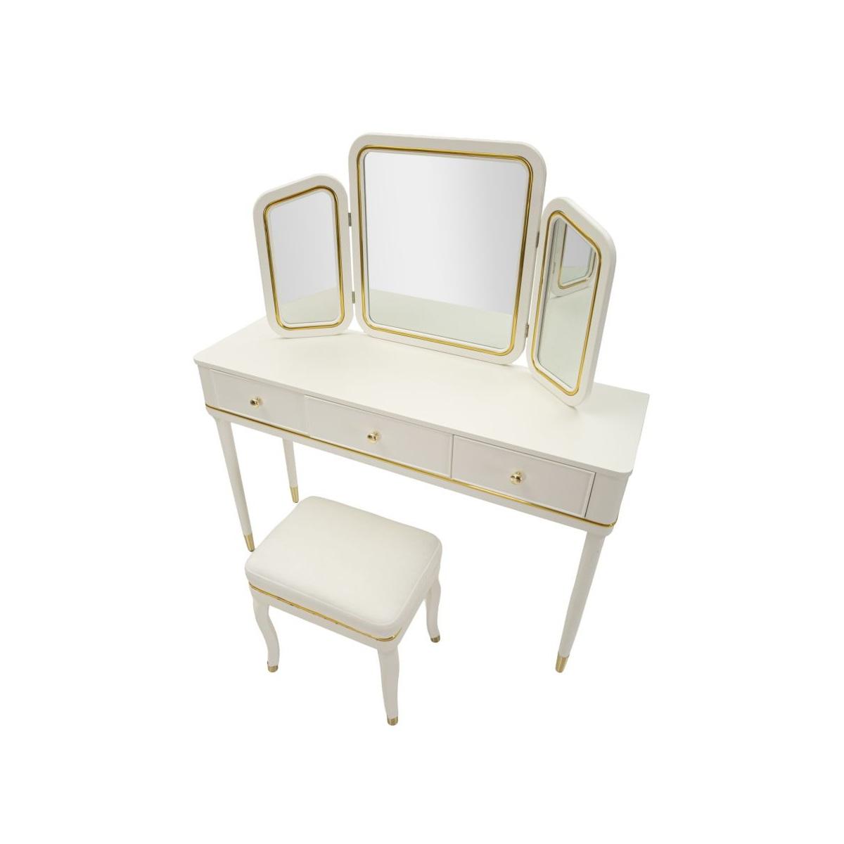 Toletta camille con specchio e sgabello bianca cm 120x37x79-104x2,5x56-44x34x48