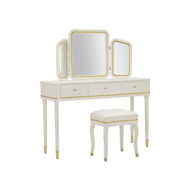 Toletta camille con specchio e sgabello bianca cm 120x37x79-104x2,5x56-44x34x48