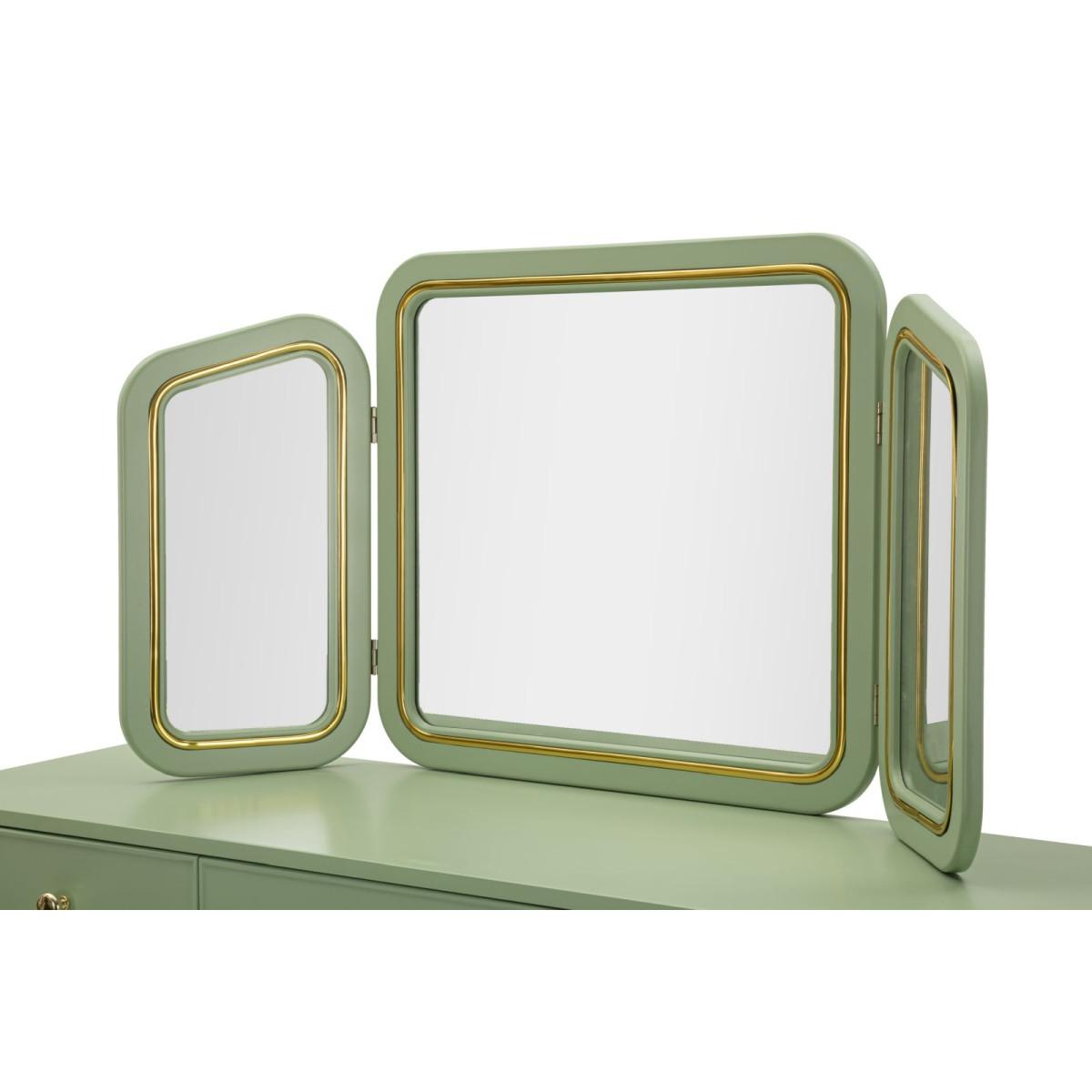 Toletta camille con specchio e sgabello verde cm 120x37x79-104x2,5x56-44x34x48