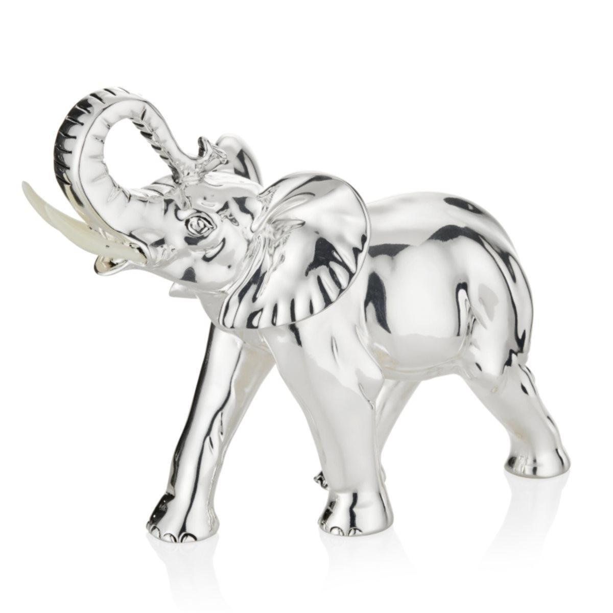 Elefante in resina argento h.22 x l.28 cm Valenti