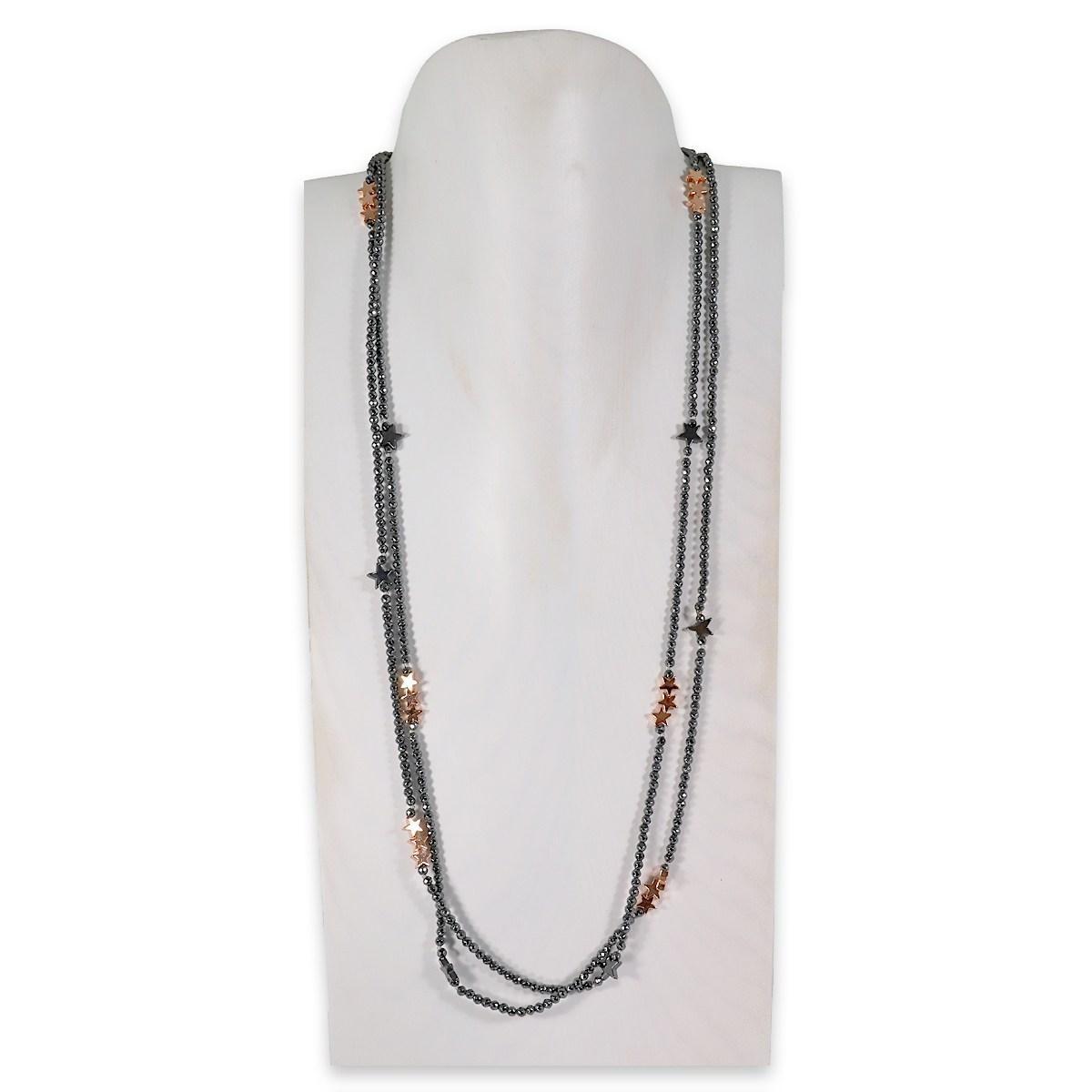 Collana montata in ematite con elementi in ematite rose' fantasia stella