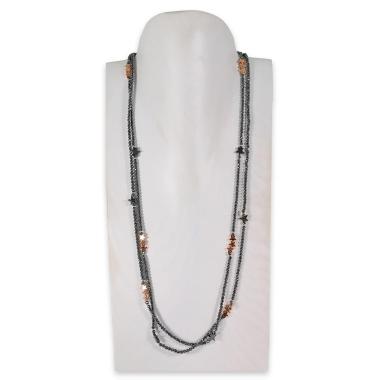 Collana montata in ematite con elementi in ematite rose' fantasia stella