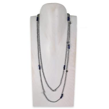 Collana montata in ematite silver con elementi in ematite blu fantasia stella