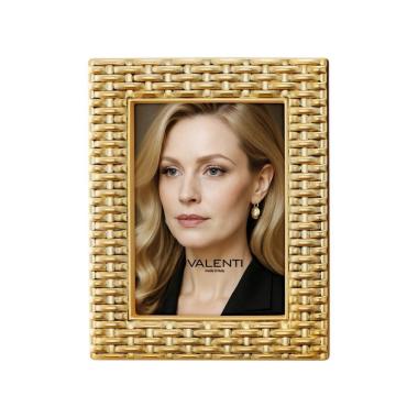 Cornice portafoto in resina oro vimini 15x20 cm Valenti