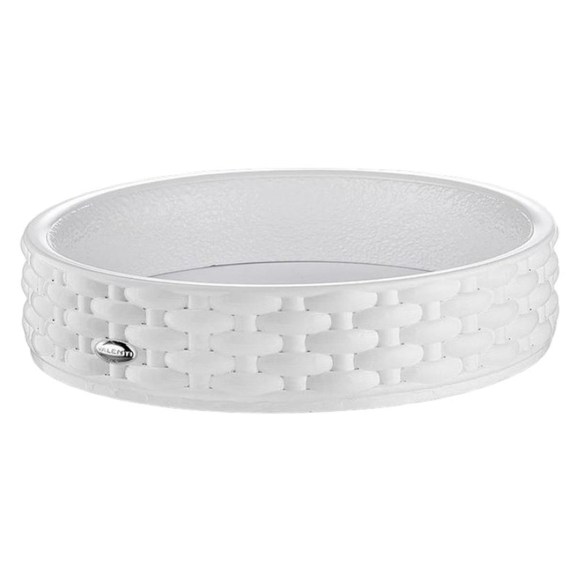 Svuotatasche in resina bianco vimini d.21 x h.4,5 cm Valenti