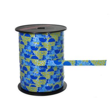 Rocchetto nastro fantasia turchese  mm..10 X 250 metri