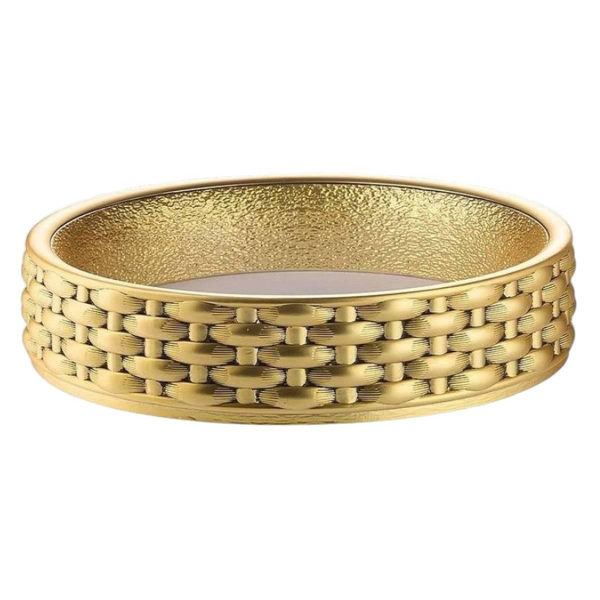 Suotatasche in resina oro vimini d.21 x h.4,5 cm Valenti