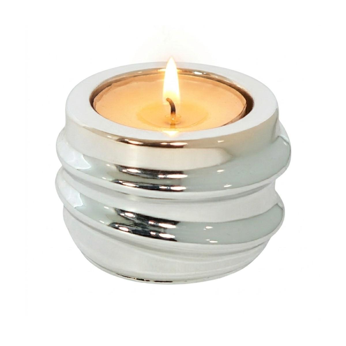 Portacandele in resina metallizzato onde h.6 x d.9 cm Valenti