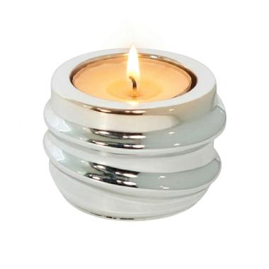 Portacandele in resina metallizzato onde h.6 x d.9 cm Valenti