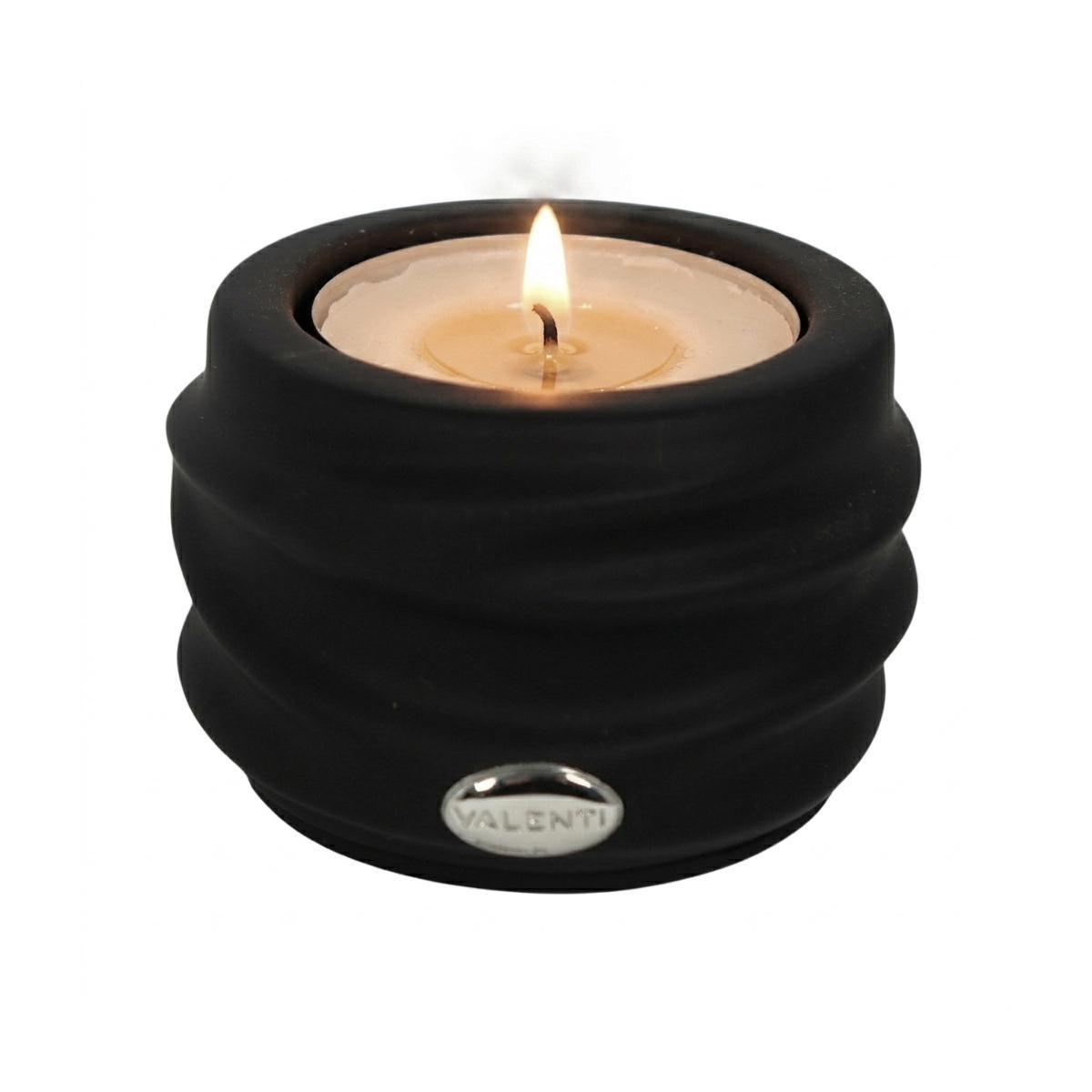 Portacandele in resina nero onde h.6 x d.9 cm Valenti