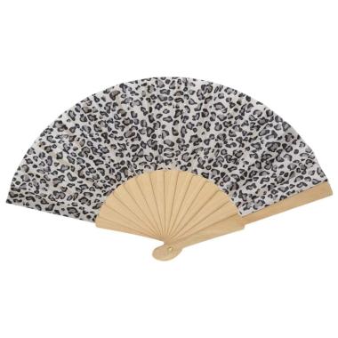 Ventaglio in tessuto stampa maculata colori assortiti d.34 cm