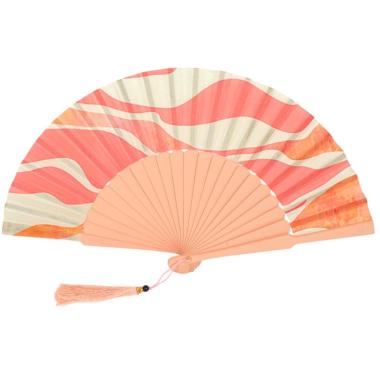 Ventaglio con stampa a onde e nappina decorativa d.34 cm