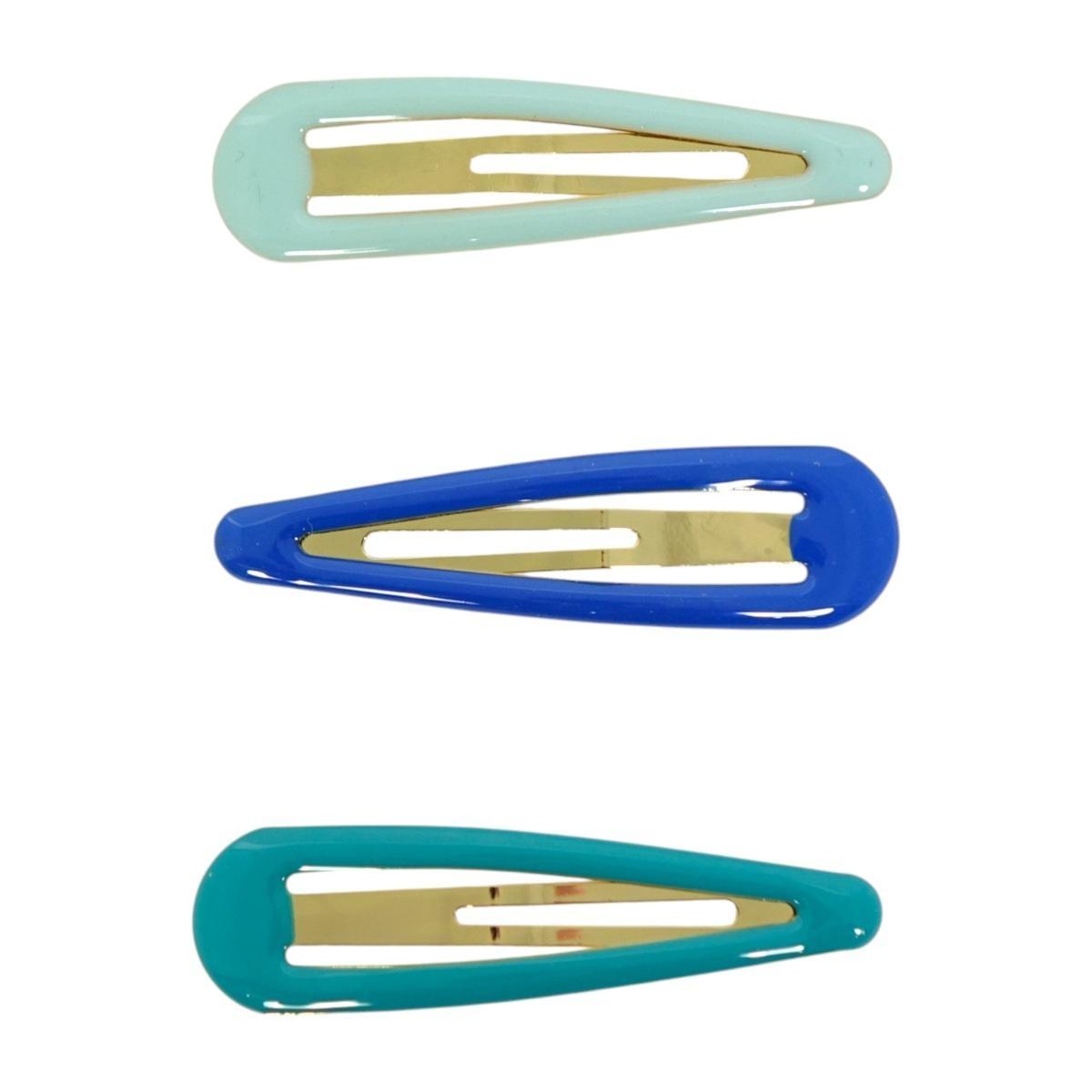 Fermaglio clic clac per capelli 6 cm smaltato toni del blu