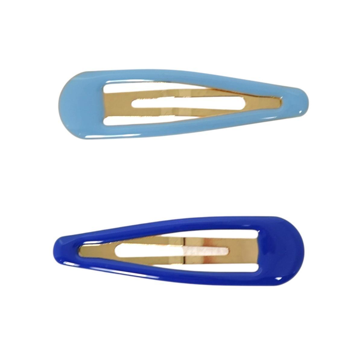 Fermaglio clic clac per capelli 7 cm smaltato toni del blu