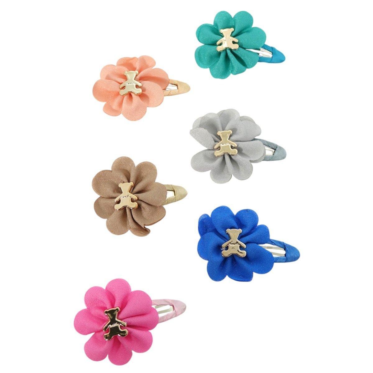 Clic clac per capelli 6 cm  fiore e orso in metallo