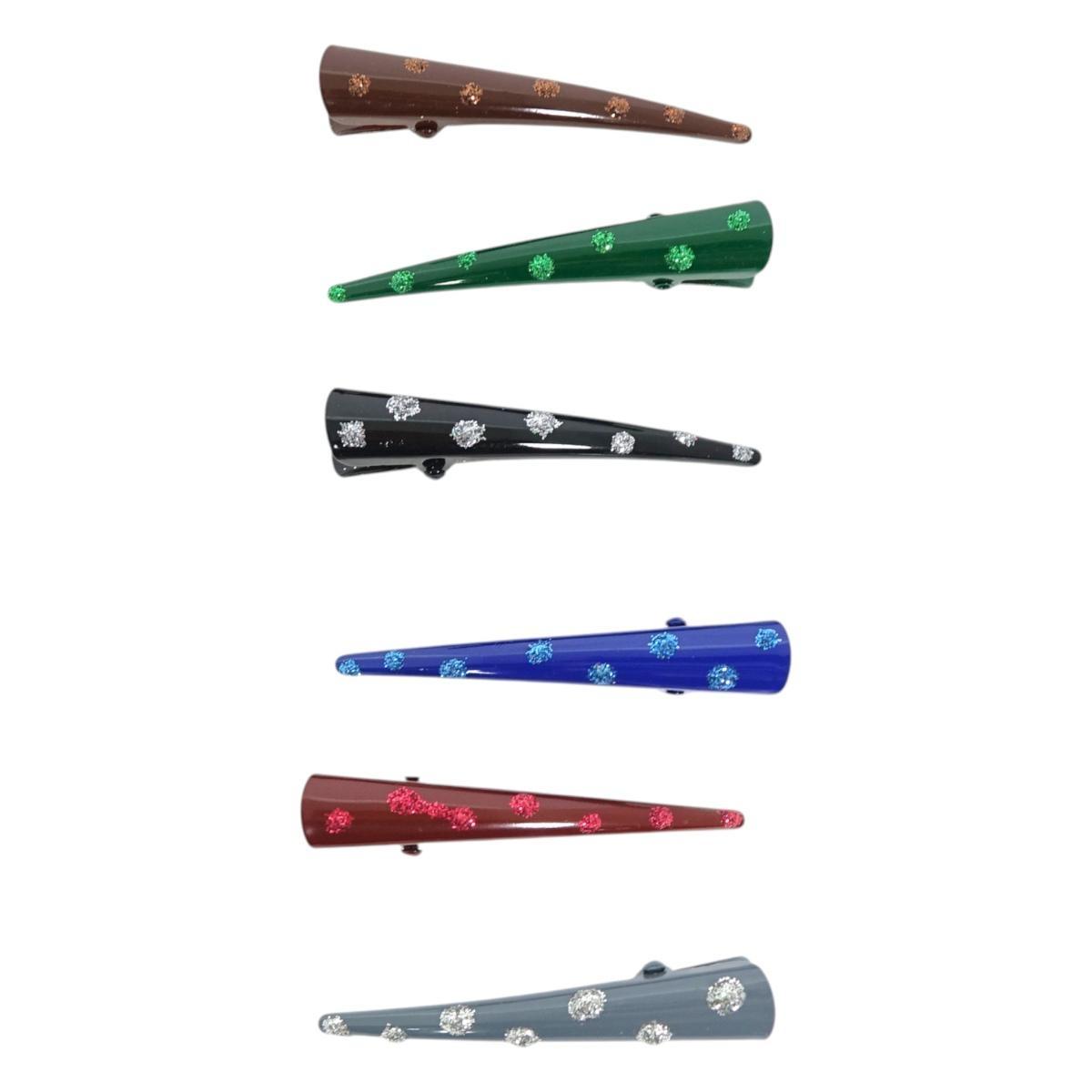 Pinza per capelli in metallo 6 cm puntini glitter