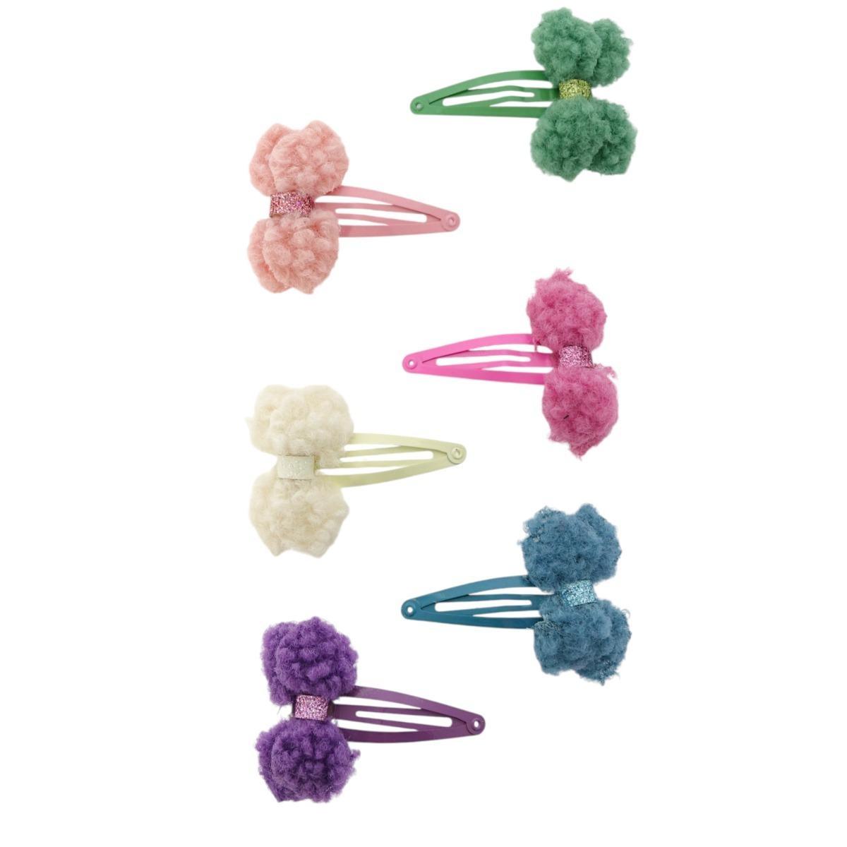 Clic clac per capelli 5 cm doppio fiocco con glitter