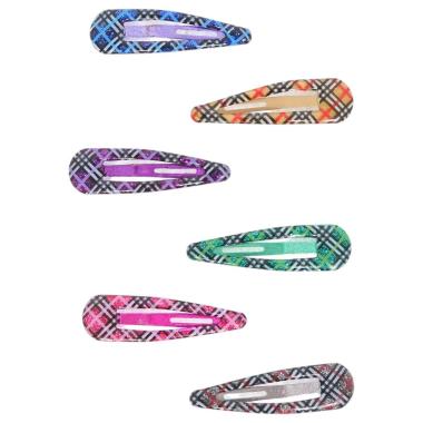 Fermaglio clic clac per capelli 6 cm smaltato fantasia scozzese