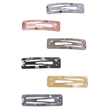 Fermaglio clic clac per capelli in metallo rettangolare 7 cm con glitter