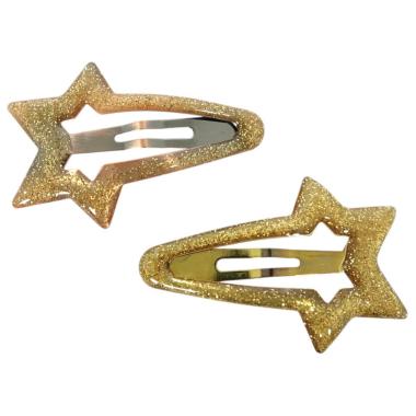 Fermaglio clic clac per capelli 5 cm stella smaltata glitter