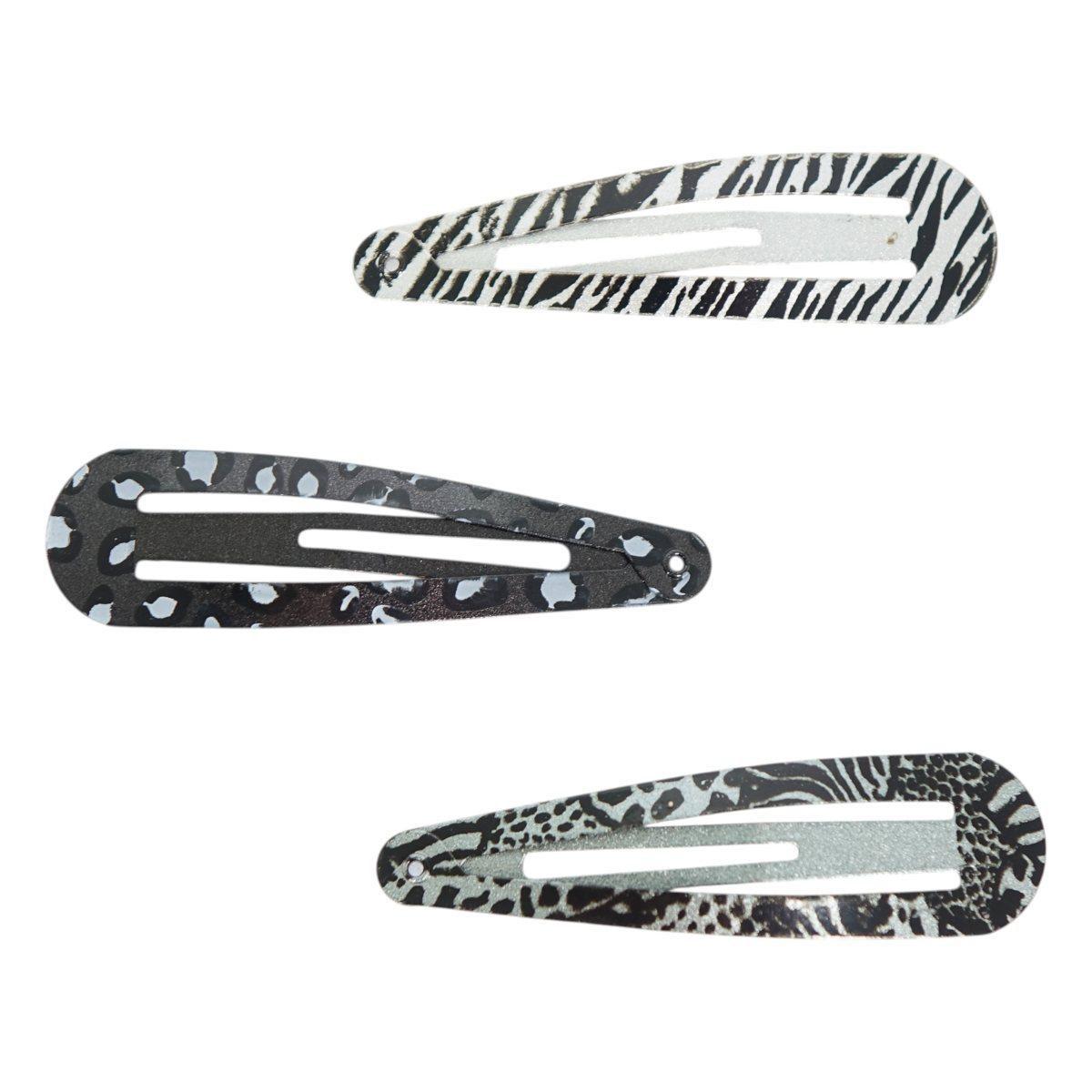Fermaglio clic clac per capelli in metallo 6 cm animalier toni del grigio
