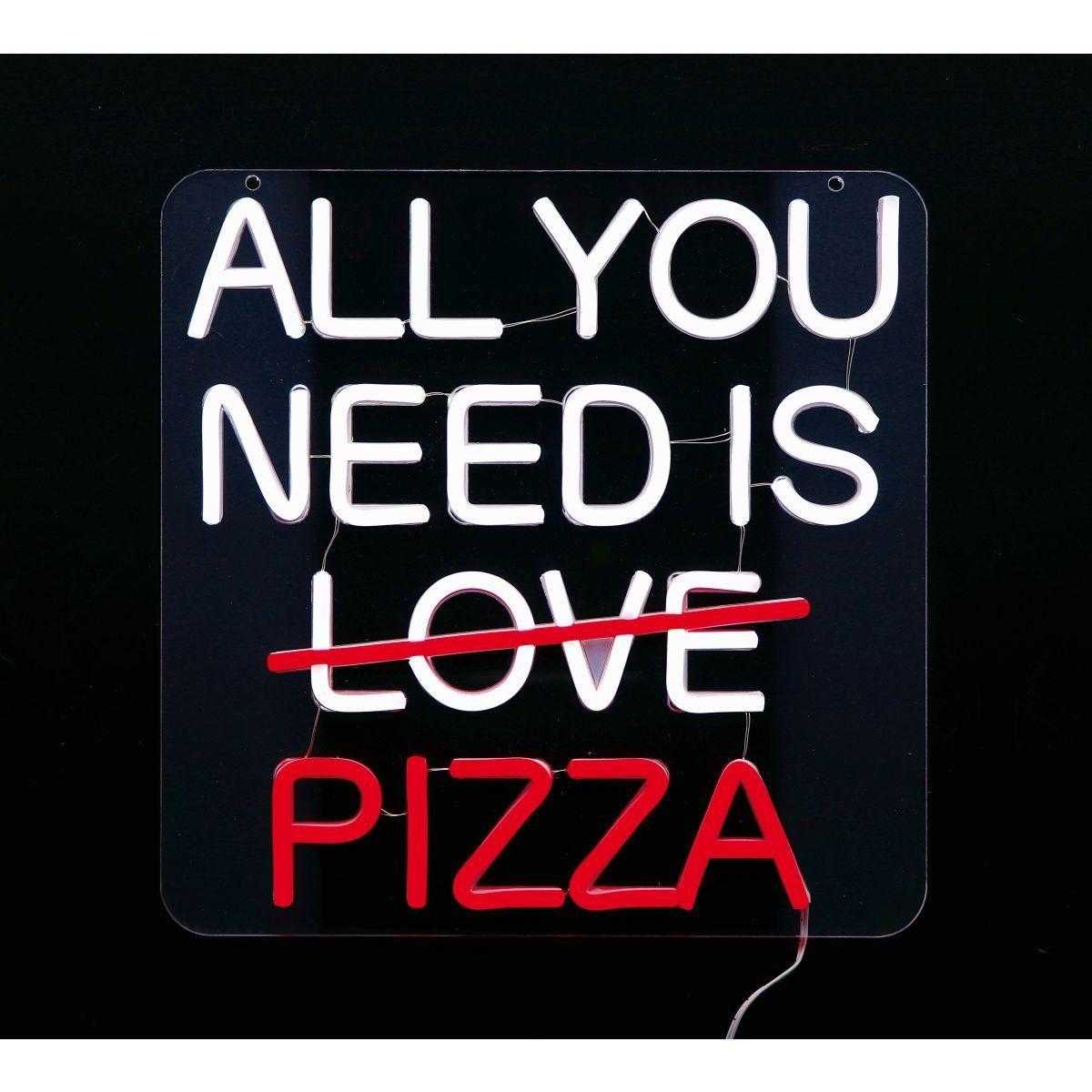 Insegna luminosa neon led modello All you need is love pizza 30x30 cm