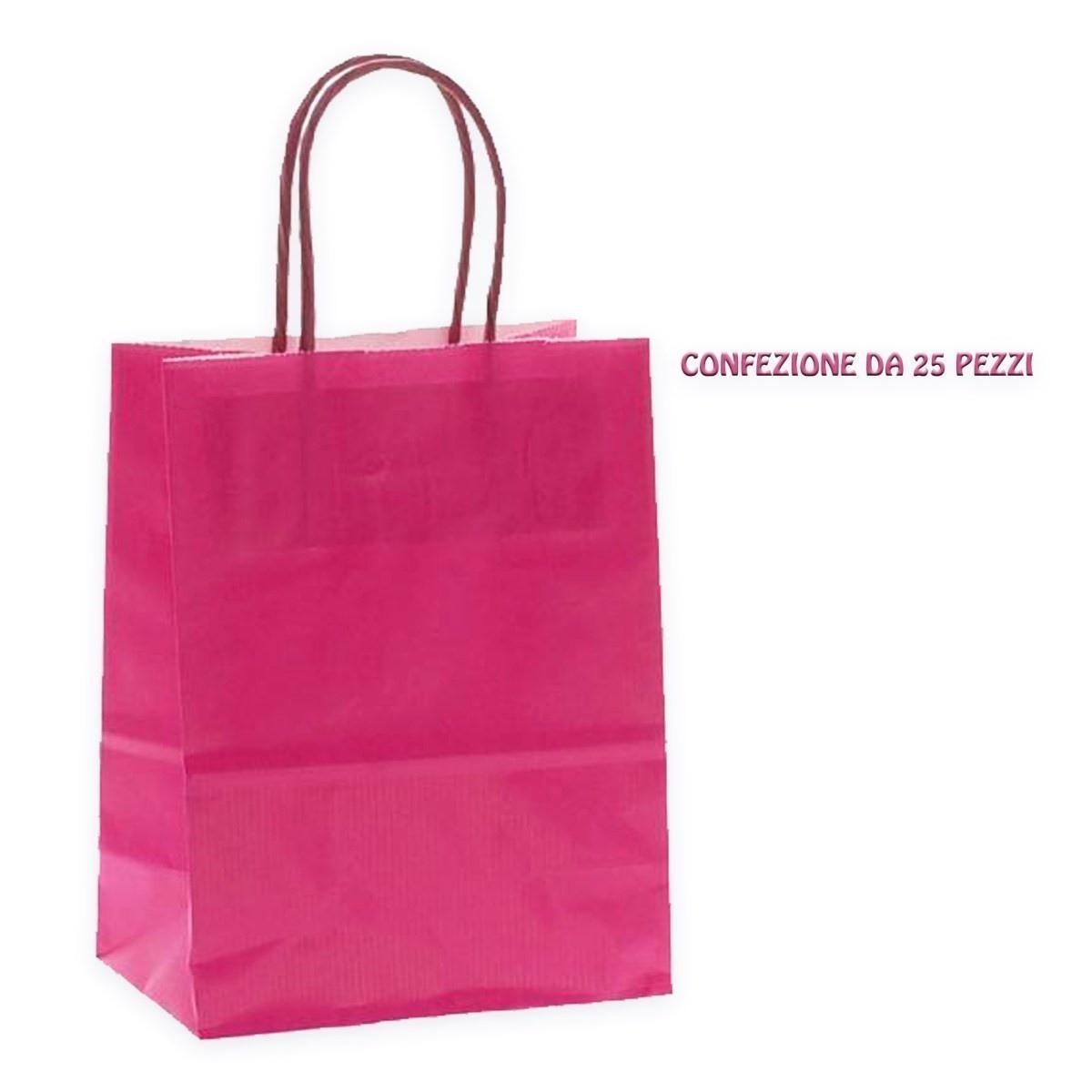 Shopper in carta h.31 x l.24 x p.11 cm colore fucsia