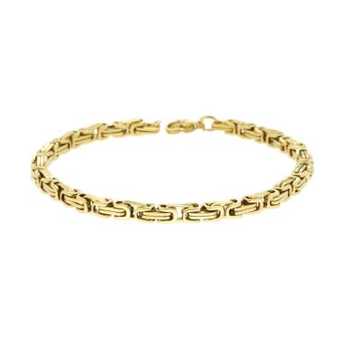 Bracciale Uomo Catena Bizantina cm 22 in ACCIAIO colore Oro<BR>