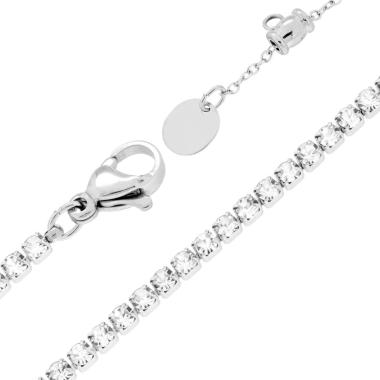 Bracciale Tennis Griffe cm 15+5 con Crystal mm 2 Bianchi regolabile in ACCIAIO<BR>